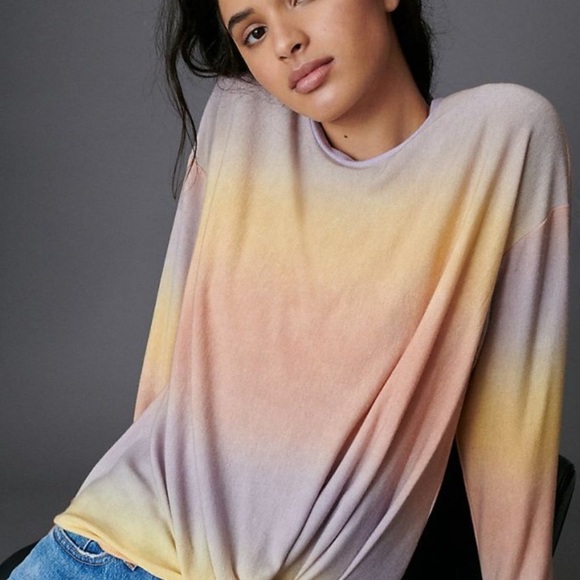 NWT Anthropologie Ro & De Fiona Ombré Twist Front Knit Long Sleeve Top Shirt M - Picture 2 of 9